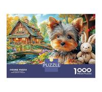 Yorkshire Terrier 1000 Piece Yorkie & Bunny Cardboard Jigsaw Puzzle for Adults 14+ Family Game Night Stress Relief Brain Training 70x50cm/1000pcs