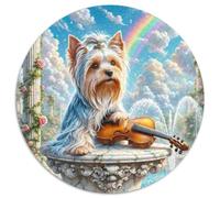 Yorkshire Terrier 1000 Pieces Circular Jigsaw Creative Dog Seeking A Challenging And Relaxing Activity Games for Adults And Kids 1000pcs (67.5x67.5cm)