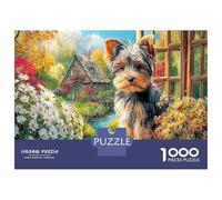 Yorkshire Terrier 1000 Pieces Jigsaw Puzzle Recycled Paper Yorkshire Terrier Sunny Farm Backdrop for Adults Kids Fun Present & Activity for Home Wall Decoration 70x50cm/1000pcs
