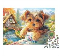 Yorkshire Terrier 1000 Pieces Jigsaw Puzzles Engaging Educational Games Cute Puppy Sitting in A Teacup Jigsaw Puzzles Unique Puzzle Gift for Gifts 52x38cm/1000pcs