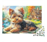 Yorkshire Terrier 1000 Pieces Jigsaw Puzzles Engaging Educational Games Yorkie Lying in Grass Jigsaw Puzzles Unique Puzzle Gift for Adults And Kids 38x26cm/1000pcs