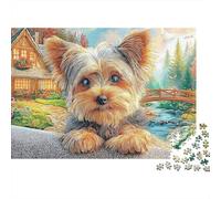 Yorkshire Terrier 1000 Pieces Jigsaw Puzzles Engaging Educational Games Yorkie Peeking from Steps Jigsaw Puzzles Home Decoration for Adults And Kids 52x38cm/1000pcs