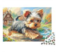 Yorkshire Terrier 1000 Pieces Jigsaw Puzzles Engaging Family Games Yorkie in Flowers Jigsaw Puzzle Unique Puzzle Gift for Gifts 70x50cm/1000pcs