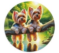 Yorkshire Terrier 1000 Pieces Jigsaws Stress Reliever Difficult Challenge for Adults & Kids Unique Challenge Game Cute Pet Round Puzzles Home Decor Gifts (67.5x67.5cm)