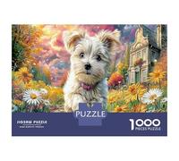 Yorkshire Terrier 1000 Pieces Sturdy Cardboard Jigsaw Puzzles Family Educational Challenging Parent-Child Fun Party Dogs in The Garden Puzzle Game Holiday Indoor Leisure 38x26cm/1000pcs
