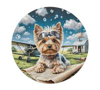 Yorkshire Terrier 128 Piece Round Puzzle Cute Pet Animals Animal Shape Large Format Challenging Puzzle Decorative Finish Home Wall Art Ready Stress Relief Challenging 120 PCS