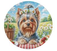 Yorkshire Terrier 195 Piece Circular Jigsaw Puzzle Cute Pet Animals Animal Shape Durable Large Format Puzzle Stress Relief Home Decor Gift Educational Challenging 195 PCS