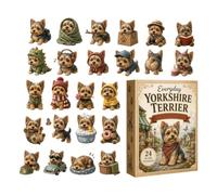 Yorkshire Terrier 2026, 2D Acrylic Dogs | 24 Days Christmas Countdown Calendar with 2D Acrylic Dog Ornaments, Cute Yorkies Pendant for Dog Lovers