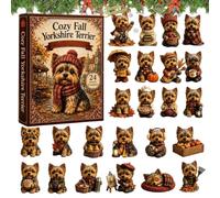 Yorkshire Terrier - 2026 Christmas Countdown | 2D Acrylic | 24-Piece Holiday Figurine Set, Cute Puppy Bag Charm, Vacation Theme Ornaments, for Home Office & Tree Display