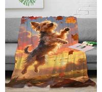 Yorkshire Terrier 3D Printed Pattern Flannel Blankets Cover Microfiber Lightweight Cozy Plush Blanket Throw For Kids And Adults for Bedroom Living Rooms Sofa Couch 40x50inch(100x130cm)