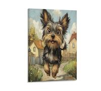 Yorkshire Terrier 3D Wall Art Fresh Look Abstract Painting Pictures Print On Canvas Abstract The Picture For Home Modern Decoration Piece Wooden Frame Ready To Hang 16x24inch(40x60cm)