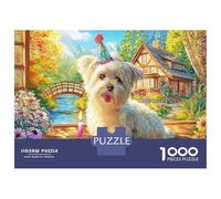 Yorkshire Terrier Adult Jigsaws 1000 Pieces Jigsaw Puzzle Recycled Paper Yorkshire Terrier Sunny Farm Backdrop Hard Difficult Game Fun And Challenging Family Game 70x50cm/1000pcs
