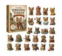 Yorkshire Terrier Advent Calendars 2026 Christmas Ornaments Dog Lovers | Cartoon Pet Puppy Countdown Coin Pendant for Living Room Indoor Office Room