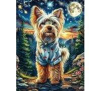 Yorkshire Terrier at Moonlight 1000 Pcs Jigsaw Puzzles Puzzles for Adults Teens Brain Game Fun Family Game Team Building Stress Reducing Autumn Thick Cardboard 1000 PCS