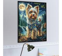 Yorkshire Terrier at Moonlight 1000 Piece Jigsaw Puzzle for Adults Wild Animal Long Weekend Project Satisfying Challenge No Duplicate Pieces for Hobbyists 1000 PCS