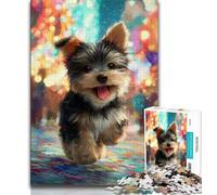 Yorkshire Terrier Baby Jigsaw Puzzles for Teenagers 1000 Pieces,Challenging Game And Family Play with Fully Interlocking Randomly Shaped Pieces 38x26cm