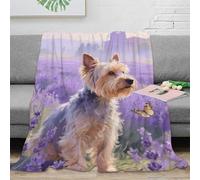 Yorkshire Terrier Blanket for Couch and Bed, Decorative 3D Blankets, Super Soft and Cosy, Warm for All Seasons, Suitable for Sofa, Bedroom, Living Room, Gifts, 100 x 130 cm