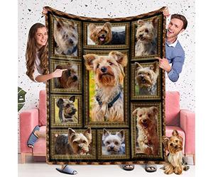 Yorkshire Terrier Blanket for Dog Lover, Fleece Throw Blanket for Couch Super Soft Cozy Bed Blanket Lightweight Plush Fuzzy Blankets and Throws for Sofa, 50 x 60 Inch