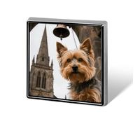 Yorkshire Terrier by Gothic Church Square Lapel Pin Brooch Badge Cute Tie Tack Pin for Hats, Clothing, Bags Unique Fashion Accessories Gift for Men & Women