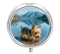 Yorkshire Terrier by Lake Medicine 3 Compartment Round Pill Case, Portable Decorative Medicine Organizer for Pocket or Wallet, Vitamin Organizer