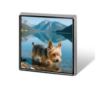 Yorkshire Terrier by Lake Square Lapel Pins Backpack Pin Cute Brooch Decoration Brooches for Women Men Fashion Button Badges for Hat Backpacks Purses Jackets Shirt Suit