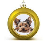 Yorkshire Terrier Christmas Ball Ornament Golden Doggy Ball Ornaments for Christmas Tree Decoration Xmas Pendant Baubles Holiday Party Favor Gifts For Kids