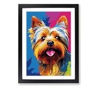 Yorkshire Terrier Colour Field No.2 Framed Print | A2 Black Framed Wall Art | Ready to Hang | Modern Animal Picture | Living Room Bedroom Lounge Office