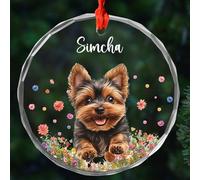 Yorkshire Terrier Crimbo Ornaments With Ribbon Crimbo Baubles Glass Xmas Ornaments