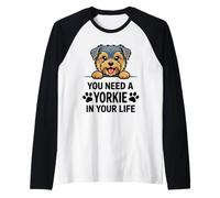 Yorkshire Terrier Cute Dogs Puppies Pets Animals Raglan Baseball Tee