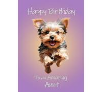 Yorkshire Terrier Dog Art Birthday Card For Aunt
