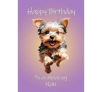 Yorkshire Terrier Dog Art Birthday Card For Nan