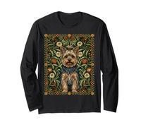 Yorkshire Terrier Dog Arts Crafts Floral Design Long Sleeve T-Shirt