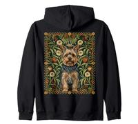 Yorkshire Terrier Dog Arts Crafts Floral Design Zip Hoodie