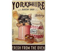 Yorkshire Terrier Dog Bakery Shop Sign Animal Lover Laundry Room Art Sign Bathroom Decor Home Decor Dog Tin Signs Vintage Metal Sign Wall Decor For Christmas And Halloween 8x12 Inch
