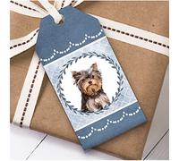 Yorkshire Terrier Dog Blue Birthday Present Favor Gift Tags