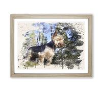 Yorkshire Terrier Dog Forest Modern FC Framed Print | A2 Oak Framed Wall Art | Ready to Hang | Modern Animal Picture | Living Room Bedroom Lounge Office