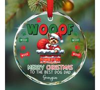Yorkshire Terrier Dog Glass Memorial With Ribbon Remembrance Ornament Glass Xmas Ornaments