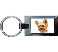 Yorkshire Terrier Dog Luxury Rectangle Shaped Metal Keyring In A Giftbox
