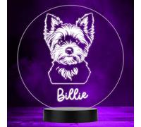 Yorkshire Terrier Dog Pet Multicolour Personalised Gift LED Lamp Night Light | Personalised Gift For Home, Lamp Room Décor | Kids & Adults Night Lights With Name | Personalised Gift For Bedroom |