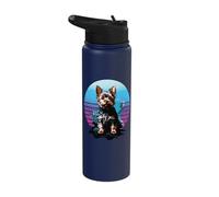 Yorkshire Terrier Dog Standing Energetic Lively Dogs Animal Stainless Steel Insulated Water Bottle