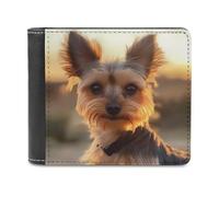 Yorkshire Terrier Dog Sunset Men's Wallet Bifold RFID Blocking Wallet Slim Billfold Pocket with Card Holders for Women