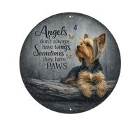 Yorkshire Terrier Dog with Paw Prints Tin Sign Vintage Style Home Bar Garden Wall Plaque Decor Metal Poster 8x8 Inch
