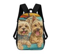 Yorkshire Terrier Dogs Beach Funny 17" Backpack Lightweight Daypack Laptop Bag for Travel Hiking Camping