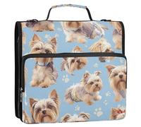 Yorkshire Terrier Dogs Chic Blue 3 Rings 1.5 inch Binder Organizer with Shoulder Strap & Handle Multi-Pocket Portable Home Travel Safe Storage Bag for School Carpeta del organizador