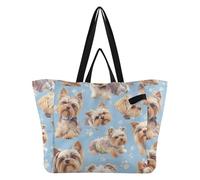 Yorkshire Terrier Dogs Chic Blue Canvas Bags Trendy Kitchen Grocery Bags Everything Bag for Men Bridesmaid Presents bolso Rojo para Mujer