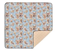 Yorkshire Terrier Dogs Chic Blue Large Sturdy Baby Playmat for Floor Lightweight Tummy Time & Crawling Mat for Baby Kids Toddlers Infants, 50'' x 50''