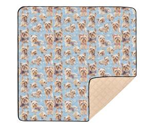 Yorkshire Terrier Dogs Chic Blue Large Sturdy Baby Playmat for Floor Lightweight Tummy Time & Crawling Mat for Baby Kids Toddlers Infants, 50'' x 50''