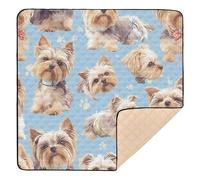 Yorkshire Terrier Dogs Chic Blue Soft Thick Baby Play mat Foldable for Floor Comfortable Foldable Tummy Time Mat for Baby Kids Toddlers Infants, 50'' x 50''