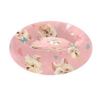 Yorkshire Terrier Dogs Chic Peach Pet Dog Bed Donut Cuddler Calming Bed for Extra Small Size Pets Sleeping M