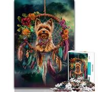 Yorkshire Terrier Dream Catcher Jigsaw Puzzles for Adults Teenagers Jigsaws Puzzle,Help The Brain Exercise Addictive Toys to Cultivate Patience Parent-child Interaction (50x75cm)
